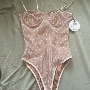 NWT White Fox Boutique Polka dot Bodysuit